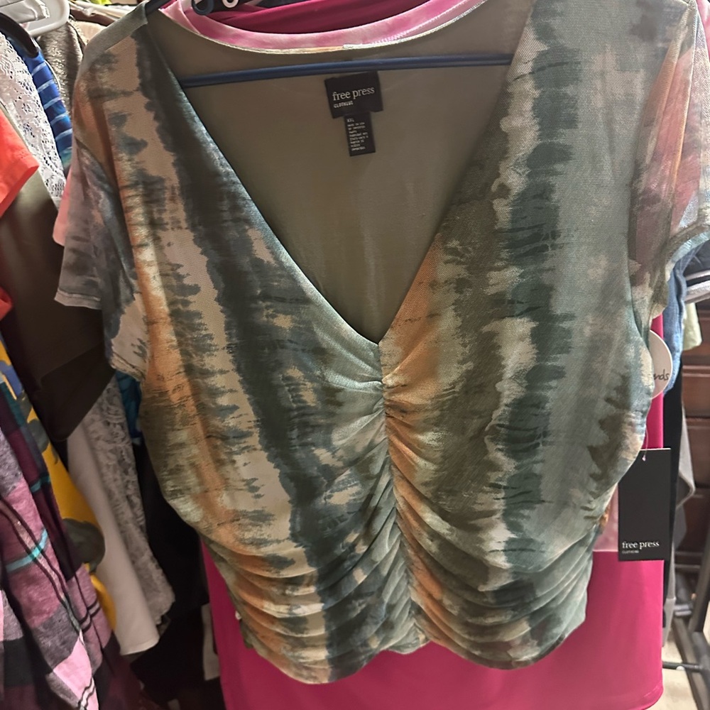 Free Press Tie-Dye V-Neck Blouse